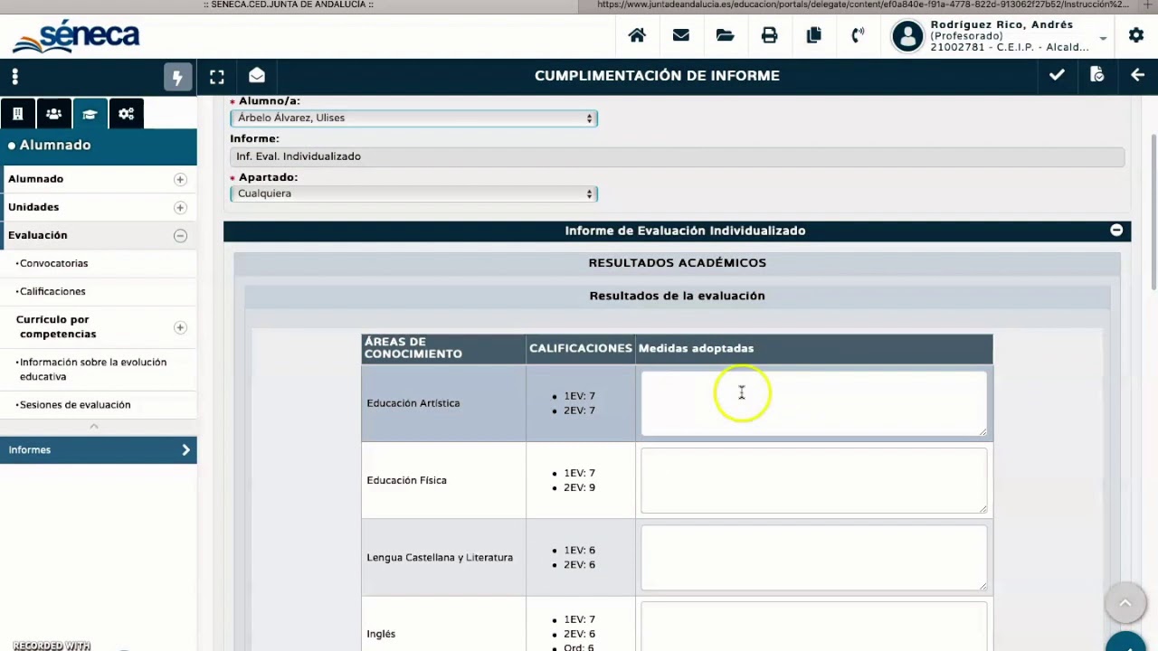 anexo vi modelo de informe de evaluación individualizado