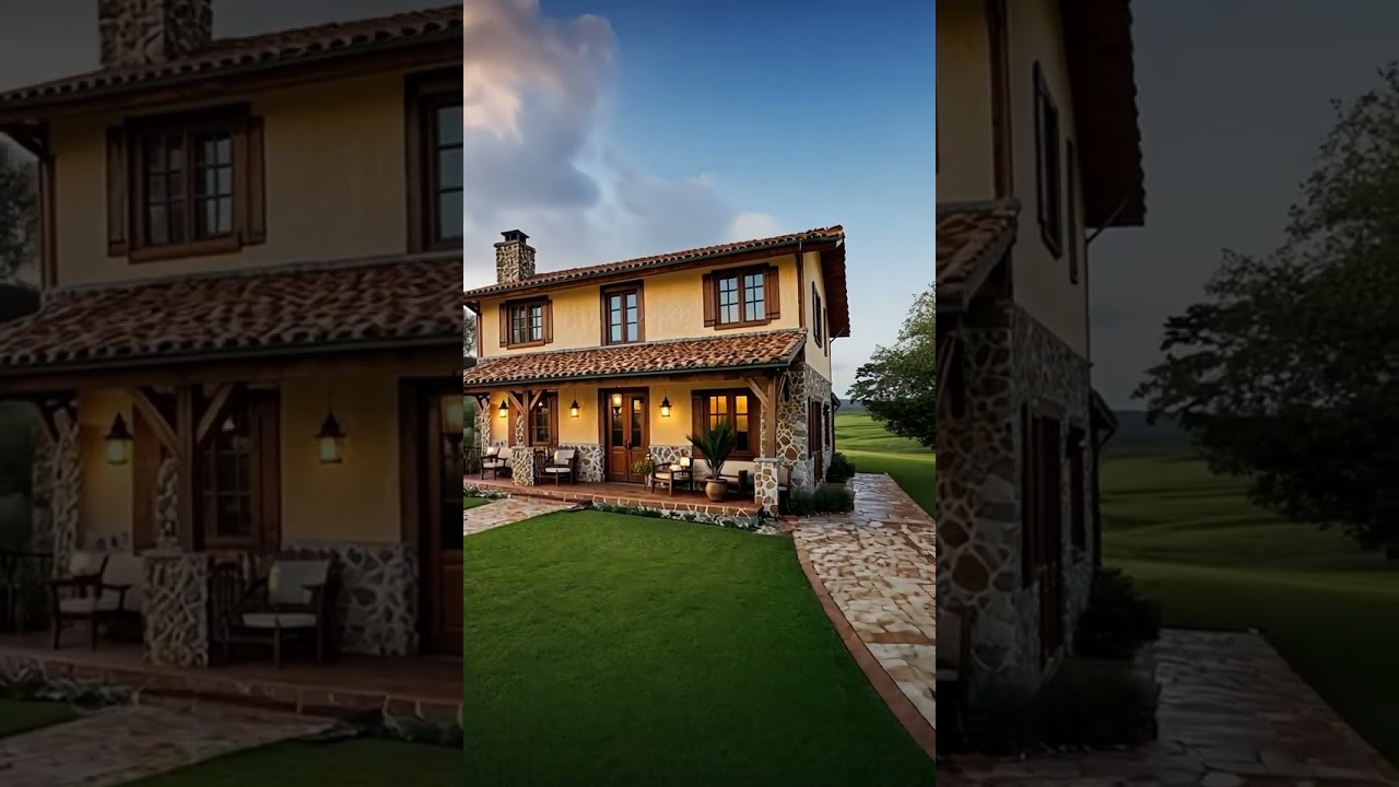casas de campo de dos pisos con terraza