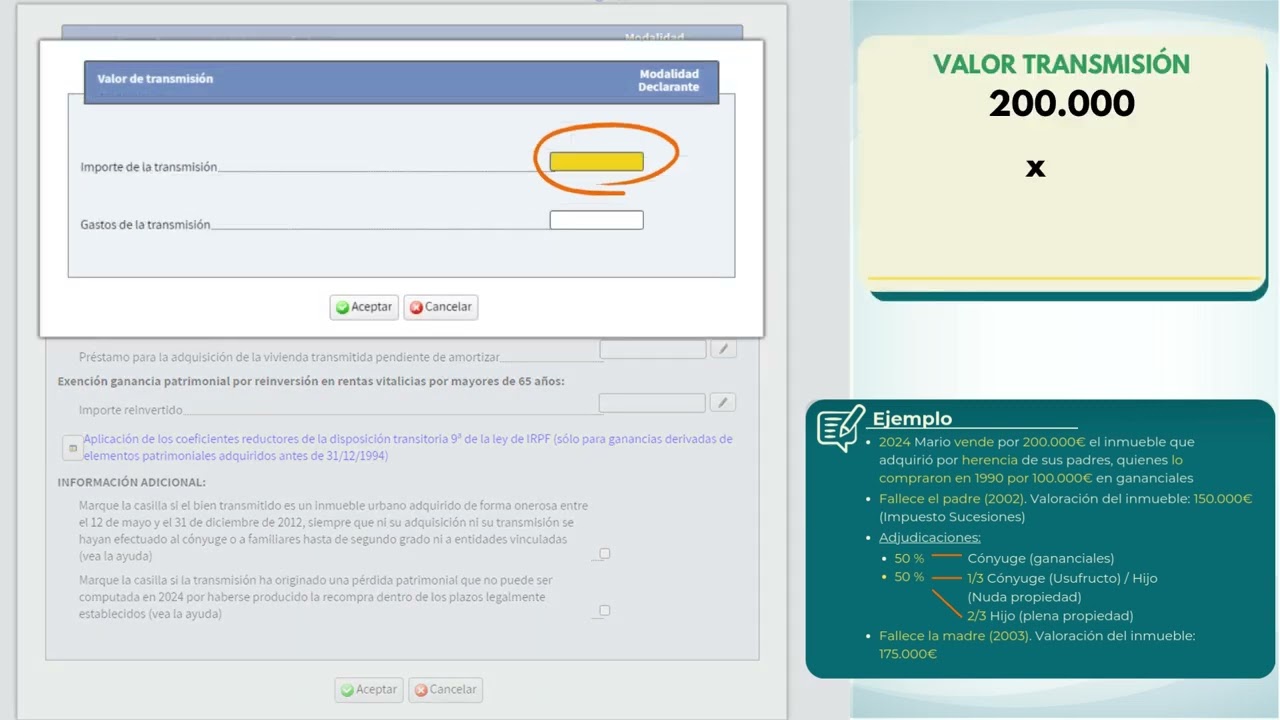 como declarar la venta de un terreno heredado