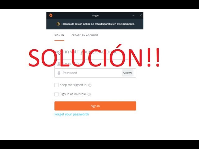 el inicio de sesión online no está disponible actualmente