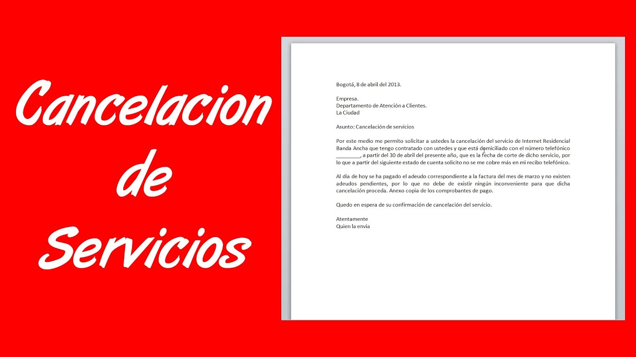 modelo de carta para prescindir de sus servicios