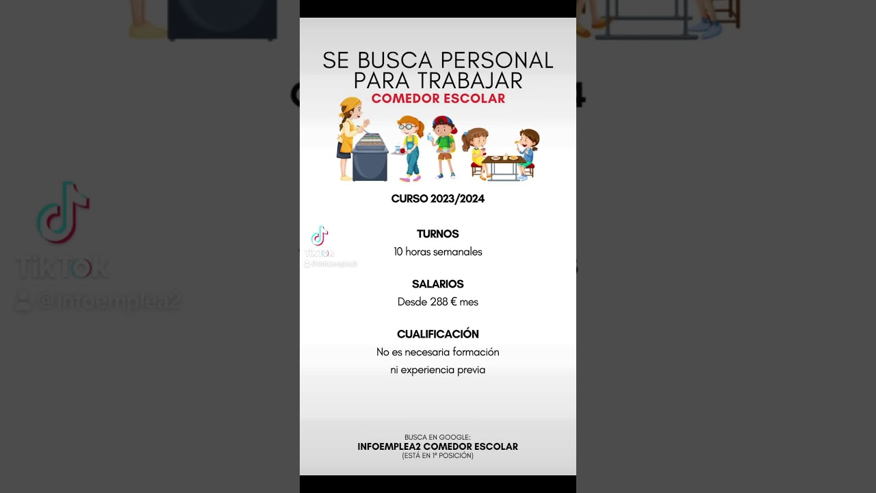que se necesita para trabajar en comedores escolares