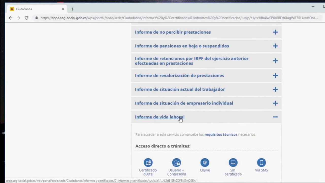 sede seg social gob es pedir vida laboral