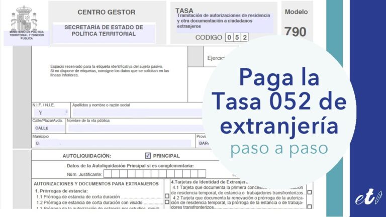 tasa a pagar modelo 790 código 052 apartado 2.1
